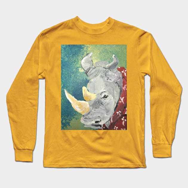 Grumpy Rhino Long Sleeve T-Shirt by jpat6000